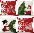 Christmas 20x20 Pillow Covers Set of 4 - Holiday Santa Wreath Snowman Decor