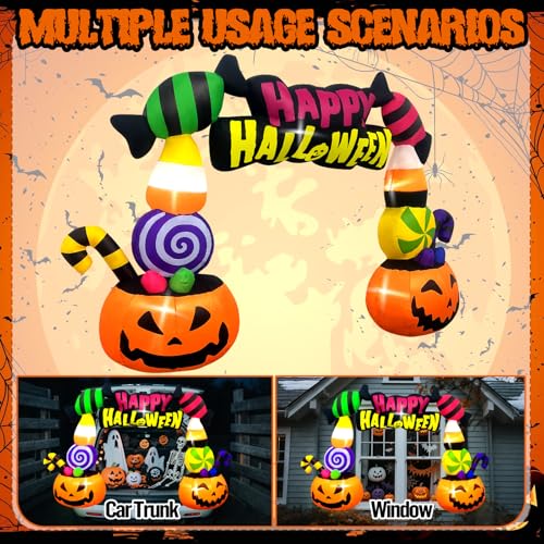 Kalolary 6FT Pumpkin Arch Halloween Inflatable Car Decoration with LED Lights - Trunk or Treat Yard Lawn Decor