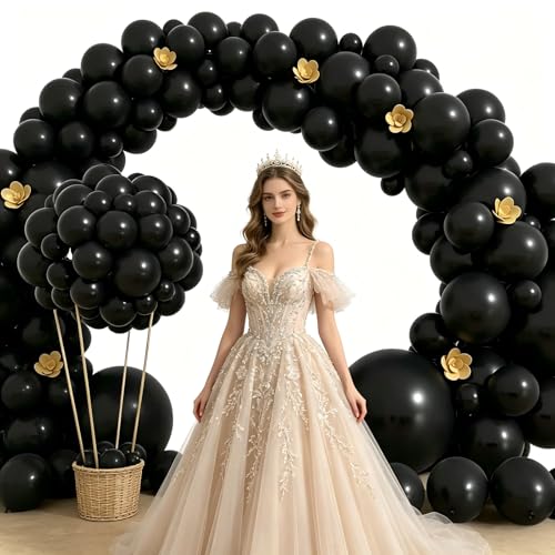 Black Balloon Garland Arch Kit - 100Pcs Matte Latex Balloons for Party Decorations
