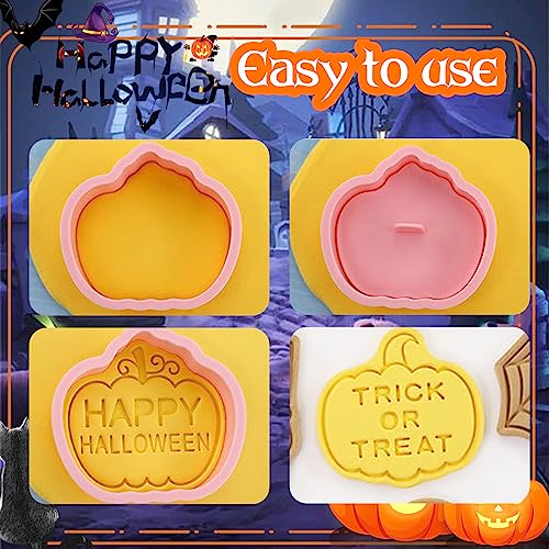 Halloween Cookie Cutters Set - 24 Shapes Embossing Mold for Baking & Decorations - Kids Friendly - Halloween