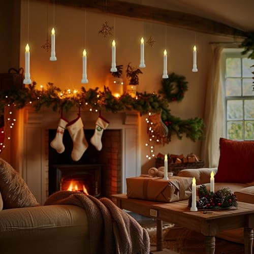 Homemory Flameless Floating Candles with Wand Remote - Warm White, 12 Pack