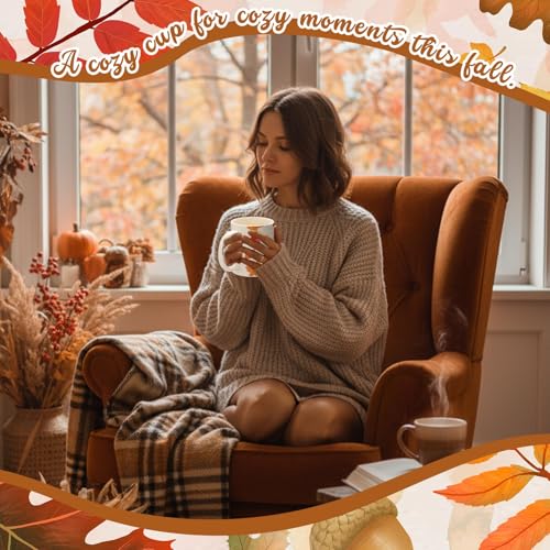 Fall Maple Leaf Ceramic Coffee Mug Set - 11 oz Tea Cups, Pack of 2