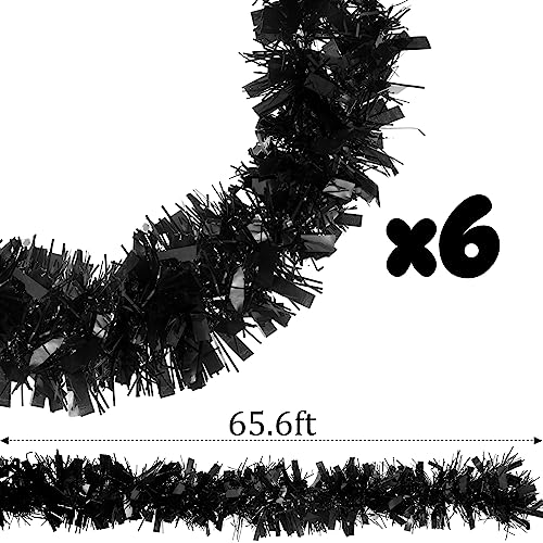 Black Tinsel Garland Set - Metallic Glitter Decorations for Parties & Holidays