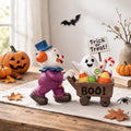 Hand-Drawn Halloween Clown Figurine with Candy Cart - Indoor Decor