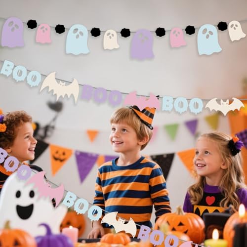 Pastel Halloween Banner Decor Ghost Garland for Girls' Parties