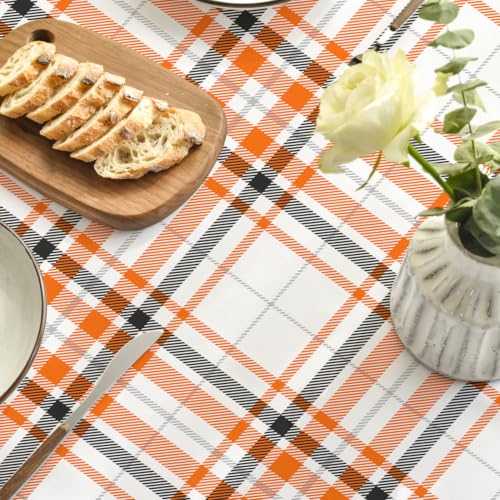 Halloween Round Tablecloth 90x90 Inch Black and Yellow - White Variation