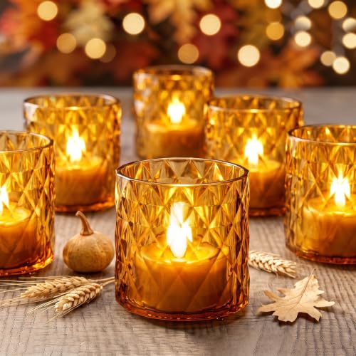 Burnt Orange Fall Decor Flameless Votive Candles - 6 Pack