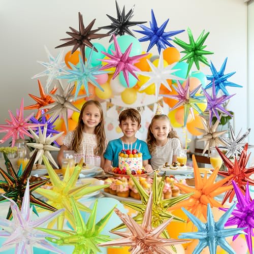 Dazzle Fluorescent Green Spiky Star Balloons - 6 Pack Explosion Party Decor