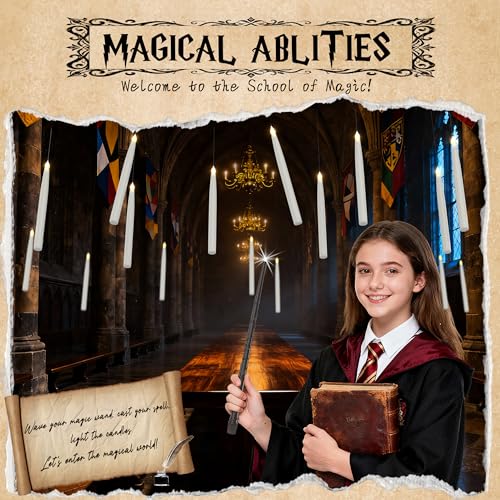 Floating Candles with Wand Set - Flickering LED Flameless Halloween Decor