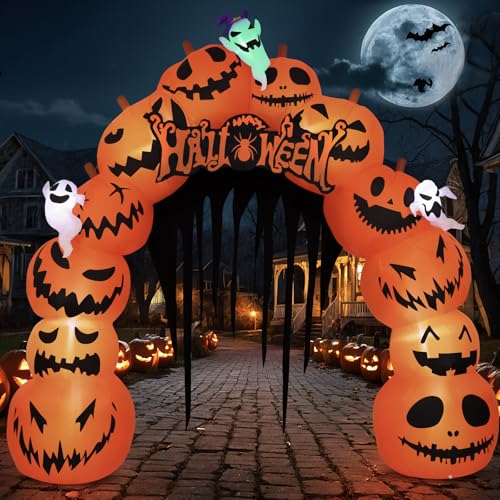 10FT Halloween Inflatable Pumpkin Archway Yard Decoration with LED Lights