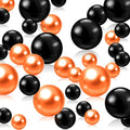 Black Orange Vase Filler 300PCS Pearls Beads for Centerpieces & Decor - 8/14/20 mm No Hole