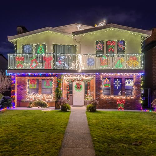 16-Inch Christmas Window Silhouette Lights - Wreath & Bow & Star & Christmas Tree Variations