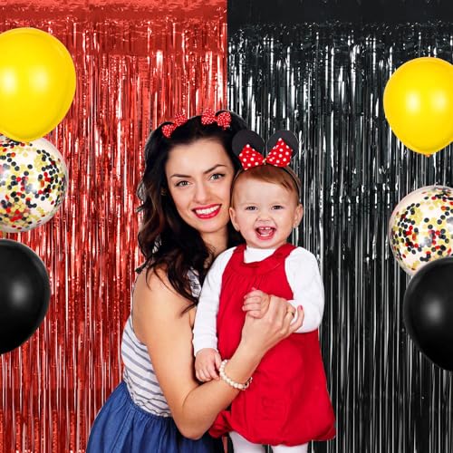 Red and Black Door Streamers Foil Curtain - Casino Halloween Party Decoration - Variation 02