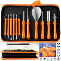 Halloween Pumpkin Carving Kit with Stencils & LED Lights - Classic Set with Accessories