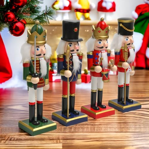 10 Inch Christmas Nutcracker Figures Set - Hand-Painted Wooden Holiday Decor - Variation: 10inch-bbbb