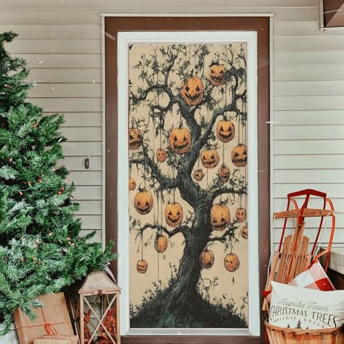 Halloween Door Cover Pumpkin Tree Banner Decoration - Variation 3
