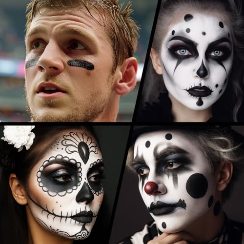 Black Face & Body Paint Sticks Set Waterproof Makeup for Halloween & Cosplay - 10 Pieces