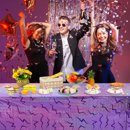 Kpop Purple Iridescent Plastic Tablecloth 54x108 Inch - 3 Pack - Disposabie Party Cover (Kpop Light Purple)