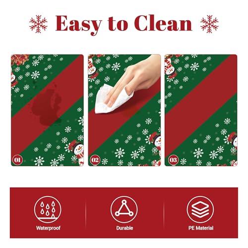 Childom Christmas Checkered Disposable Plastic Tablecloth 54x108 Inches - 3 Pack