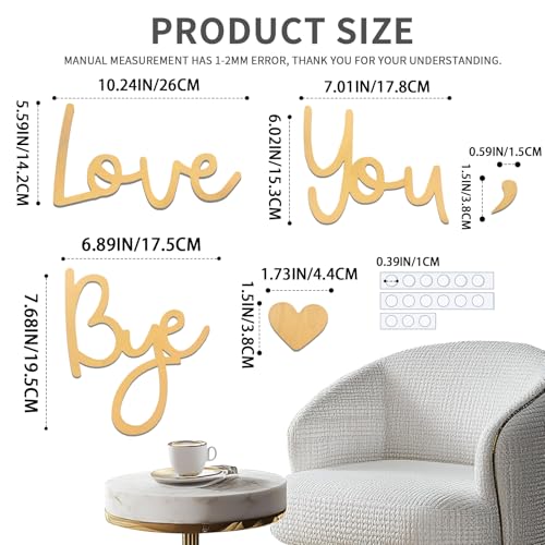 Large Gold Love You Bye Sign - Heartfelt Wall Decor for Entryway - Variation: Style 1-Gold