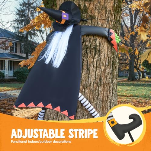 Outdoor Halloween Witch Decoration - Crashing Witch with White Hair, 60 Inches, for Tree, Porch, Yard