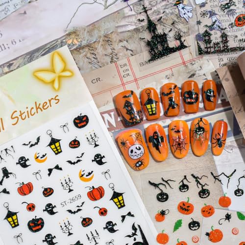Halloween Nail Stickers Set - Pumpkin Ghost Skull 12 Sheets - Style-01