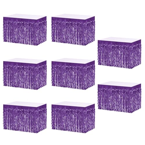 Light Purple Wavy Metallic Tinsel Fringe Table Skirt for Rectangle Tables Party Decor