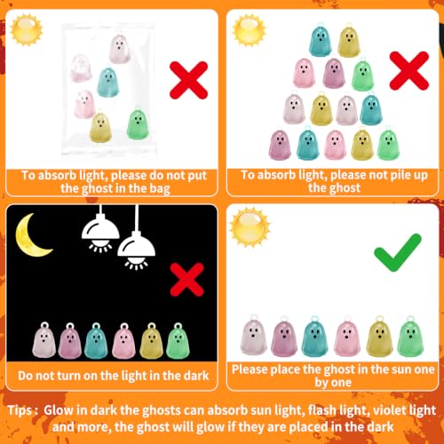 Halloween Luminous Mini Ghost Ornaments Set - Halloween Style, 36 Pieces