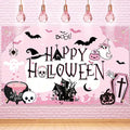 Pink Halloween Backdrop Banner for Parties - Large Birthday & Baby Shower Decorations