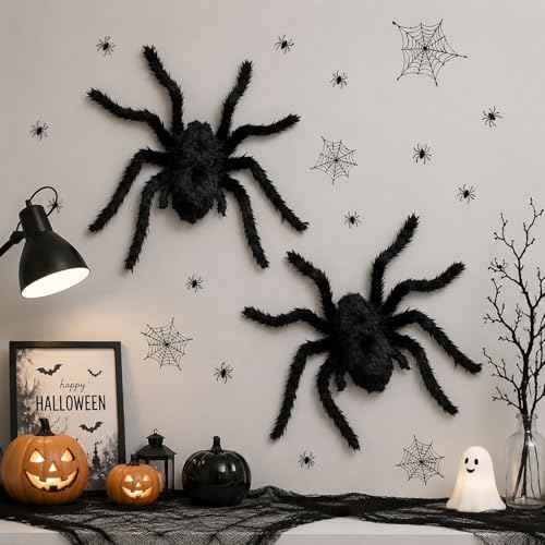 Halloween Wall Stickers Set with Spiders and Webs - Removable Indoor Decorations
