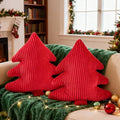 Lanpn Christmas Tree Pillow Set of 2 - Red Narrow Stripes 16x18 Inch Xmas Decor