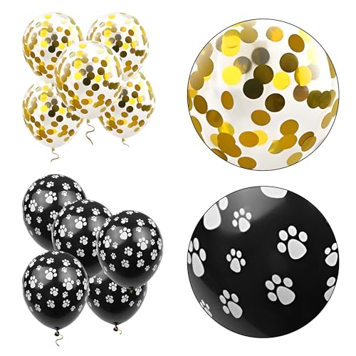 Dog Birthday Party Decorations Kit with Banner Balloons & Garland - Black & Gold