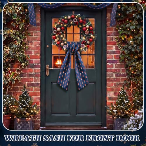 VitalCozy Christmas Nutcracker Wreath Sash for Front Door Navy Blue – 1 Piece