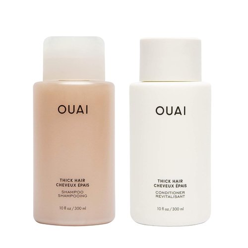 OUAI Thick Hair Shampoo & Conditioner Set - Sulfate-Free Formula for Moisturizing & Strengthening - 10 Fl Oz