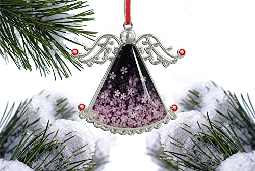 Angel Christmas Tree Ornament - Cherry Blossom Flower Glass Hanging Decoration