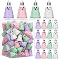 Pastel Halloween Ghost Hanging Ornaments - 36 Plastic Decorations, Ghost Variation