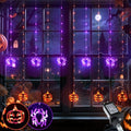 Halloween Window Curtain Lights with Spider and Pumpkin Decorations - Indoor String Lights, 8 Modes, Timer