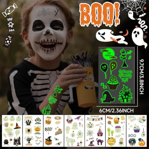 Glow Halloween Temporary Tattoos for Kids Bulk - 500+ Styles, Non-Toxic & Easy to Remove