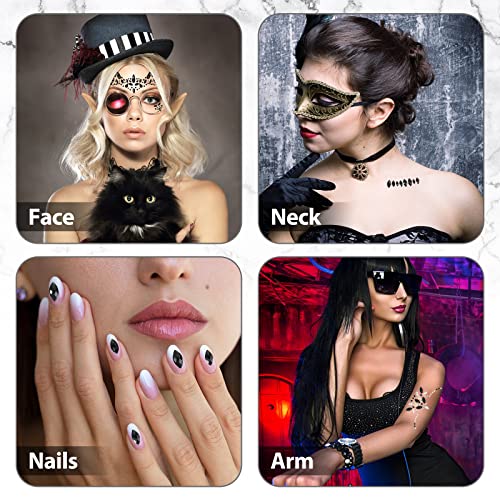 Halloween Face Gems Stickers 6 Sheets Black Face Jewels Makeup Accessories