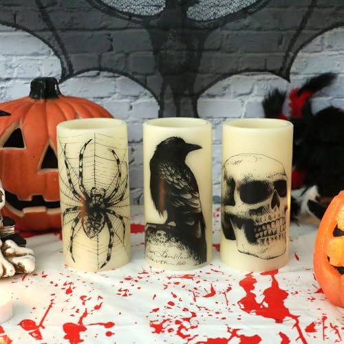 Eldnacele Skull Halloween Flameless Candles with 6H Timer - Creepy Decor