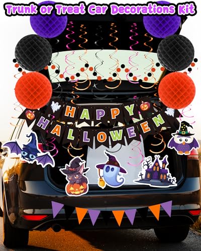 Halloween Party Decorations Kit - Banner, Bunting, Streamers & Poms - Indoor Halloween