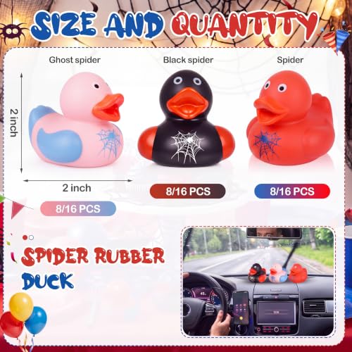Deekin 24 Pcs Halloween Spider Rubber Ducks - 2 Inch Spider Theme Party Favors
