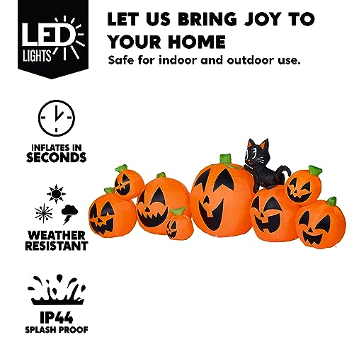 Bright Halloween Orange 10FT Inflatable Pumpkin with Witch's Cat - Outdoor Decorations
