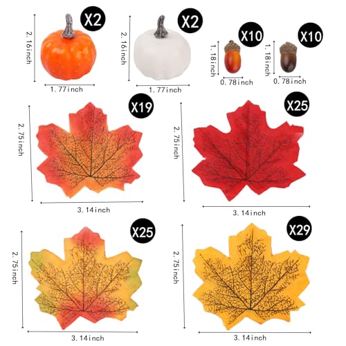 Fall Decorations Set with Pumpkins, Acorns & Maple Leaves - Admix-4