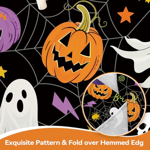 Purple Pumpkin Ghost Bat Table Cloth 55x70 Inch Rectangular Halloween Decor - Variation of Ghost Purple Pumpkin