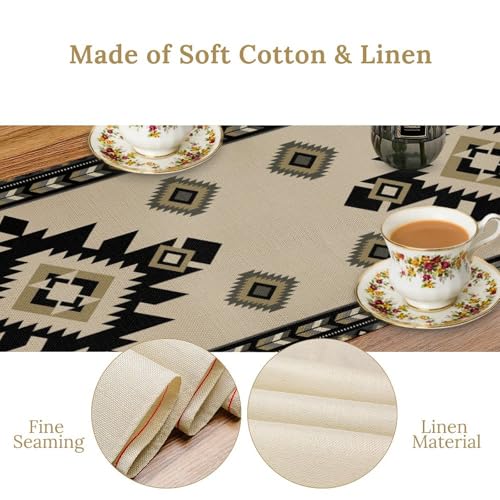 Aztec Table Runner Black-aztec 13x108in Ethnic Tribal Decor for Indoor Outdoor Dining