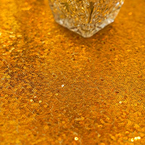 Gold Sequin Tablecloth 90x132 Inch Glitter Rectangular Table Cover - Gold / 132" x 90"