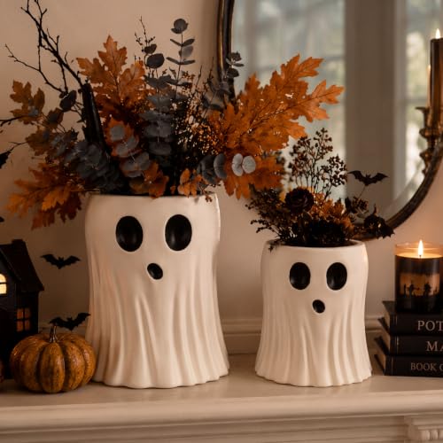Halloween Ghost Ceramic Vase Set - Large Eerie Decor for Home & Parties