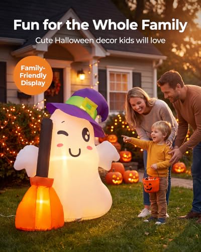 4 Ft Halloween Inflatable Ghost Outdoor Decoration with LED Lights