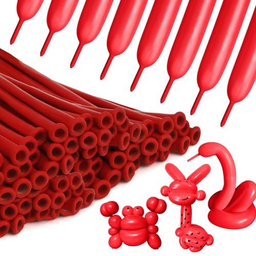 Long Balloons Red - 260 Pack for Party Decorations & Balloon Arch - Variation: Red